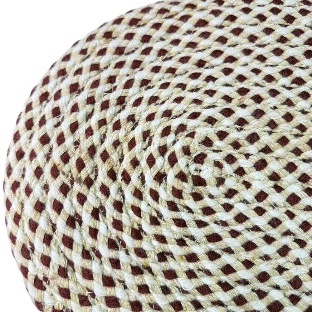 4 Braided Rug Oval Placemats Burgundy Cream Earth Tones 13